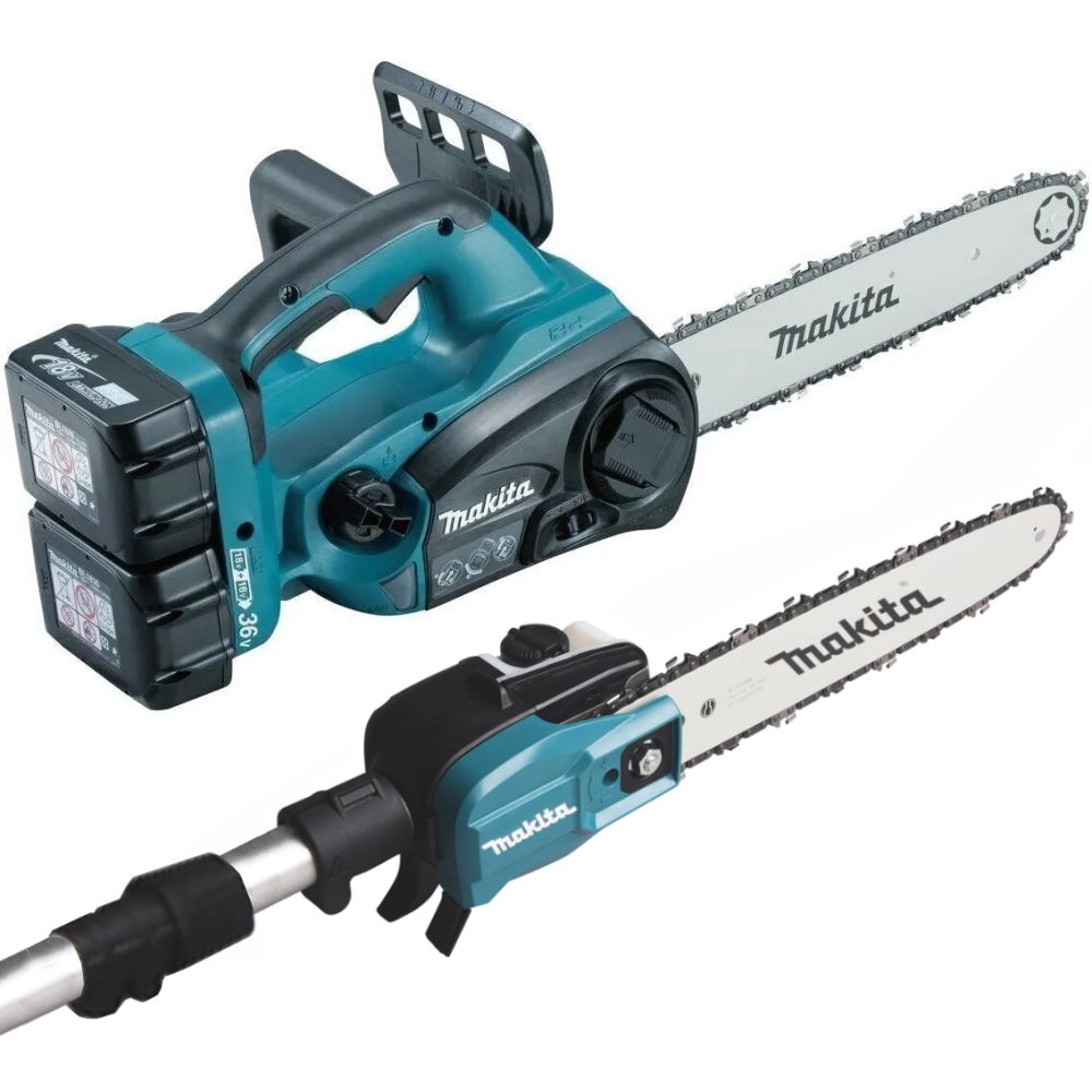Аккумуляторный набор садовой техники Makita, 18 В: цепная пила DUC302 + высоторез-сучкорез DUA301, с 2 АКБ 3 Ач и ЗУ