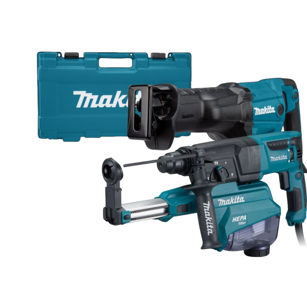 Набор электроинструмента Makita: перфоратор HR2652 + сабельная пила JR3051TK (ACSET-40)