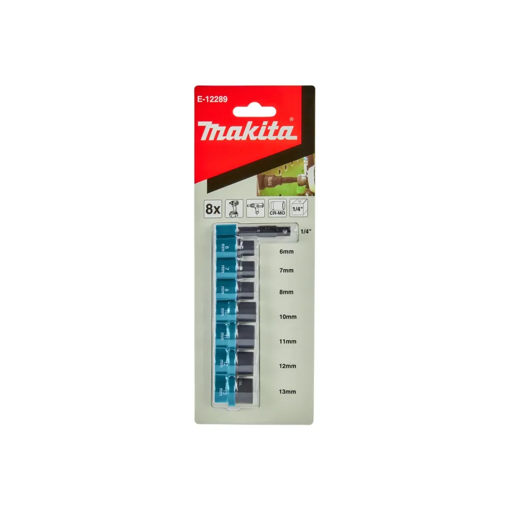Набор ударных торцевых головок Makita, 1/4", 8 шт, E-12289