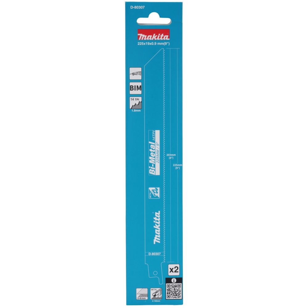 Полотно для сабельной пилы Makita D-80307, по металлу, 225 мм, 14 TPI, 2 шт.