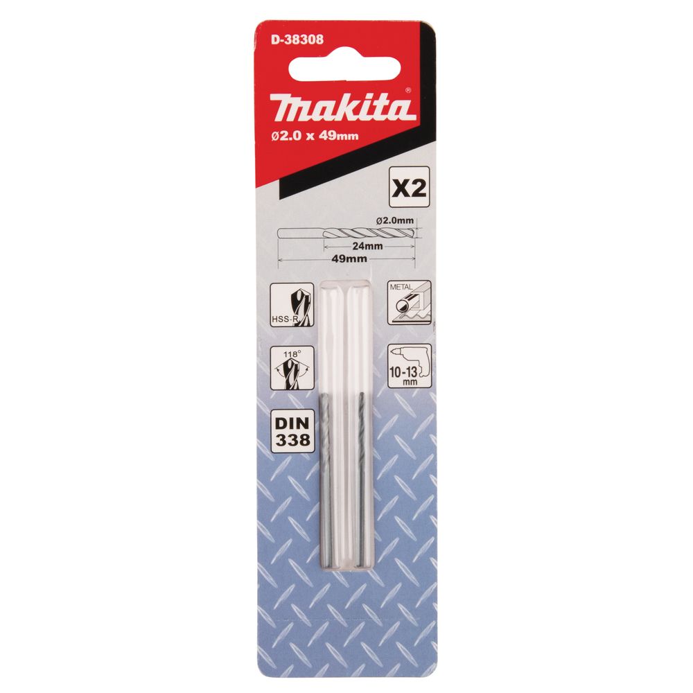 Сверло по металлу Makita HSS-R 2х24x49, 2 шт., D-38308