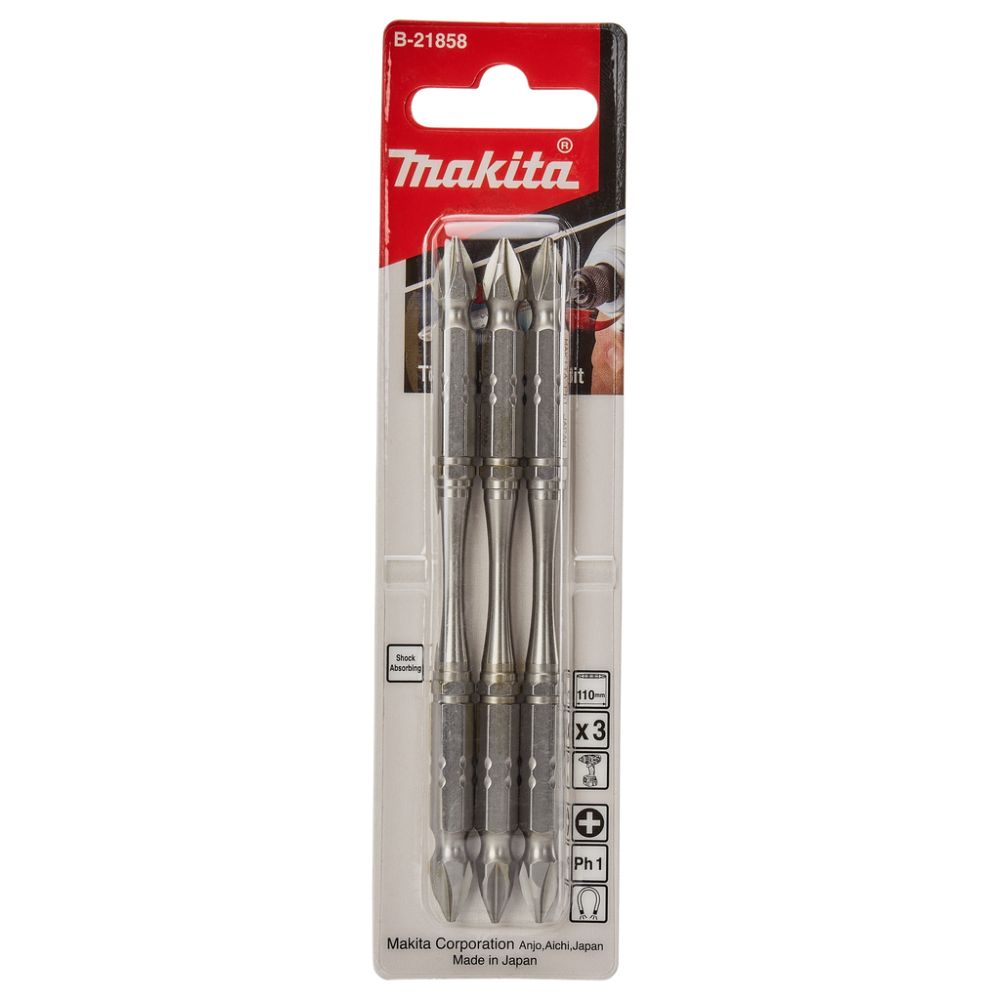 Насадка Makita двусторонняя Silver Torsion PH1, 110 мм, E-form (MZ), 3 шт., B-21858