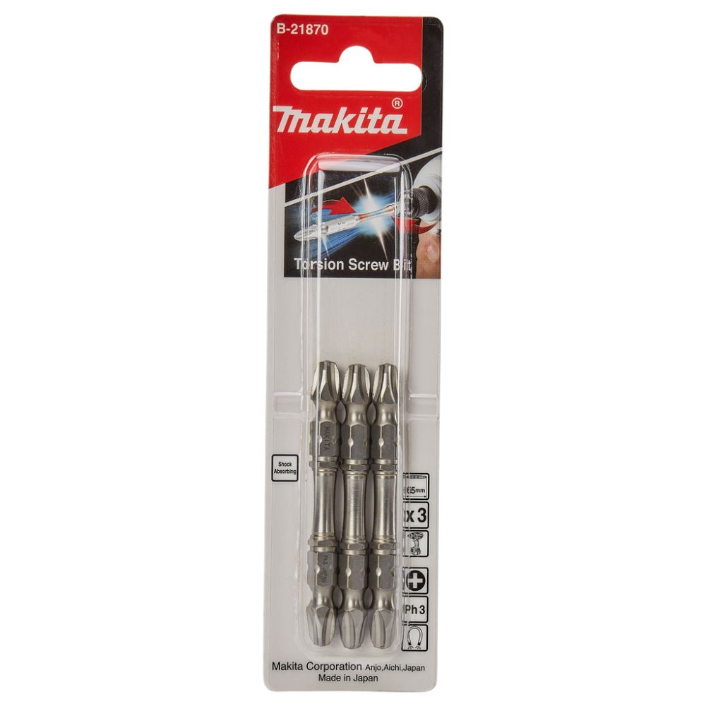 Насадка Makita двусторонняя Silver Torsion PH3, 65 мм, E-form (MZ), 3 шт., B-21870