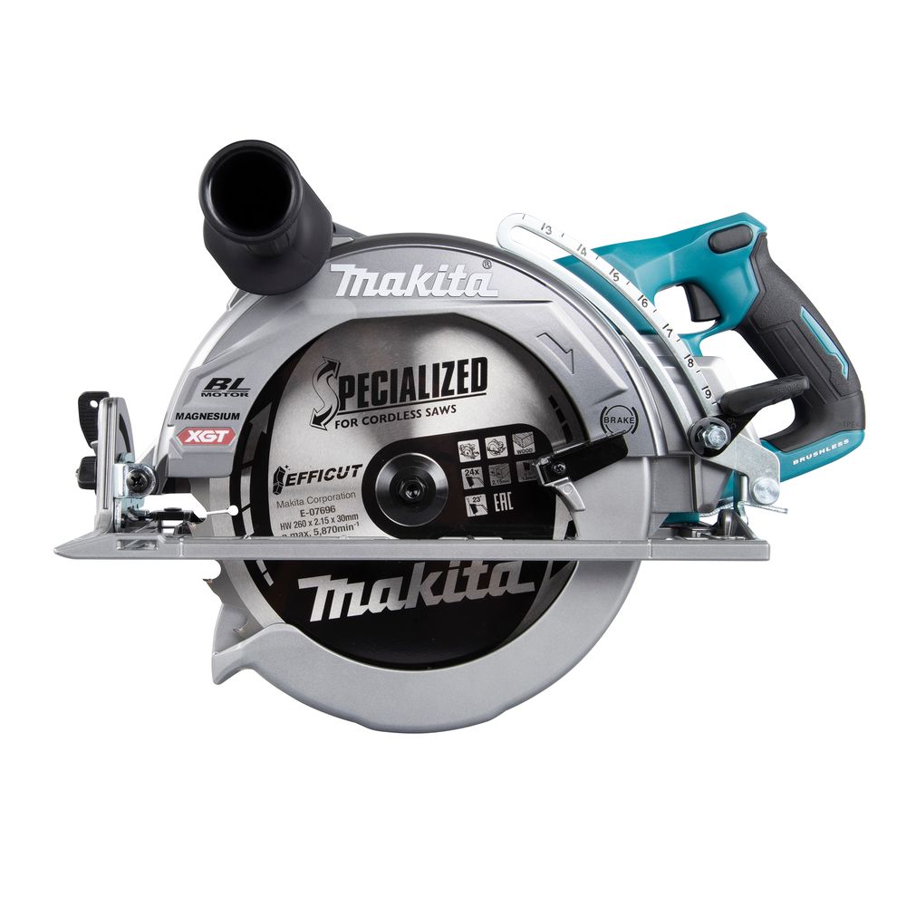 Набор Makita: аккумуляторная дисковая пила RS002GZ, 40 В, 260 мм, 4000 об/мин + АКБ BL4040, 40 В, 4 Ач + ЗУ DC40RA, 40 В, 6 А, PT1032