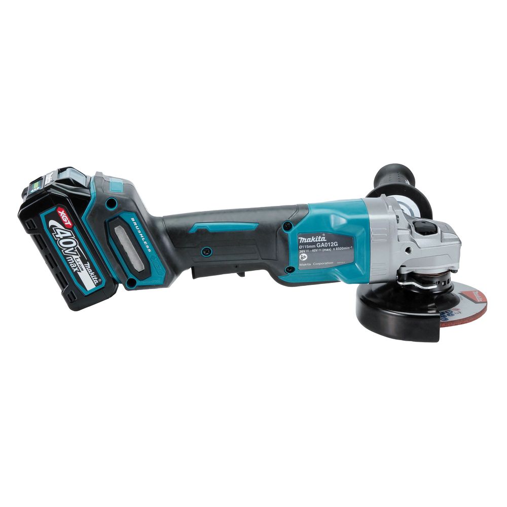 Аккумуляторная угловая шлифмашина Makita GA012GM201, 40 В, 115 мм, 8500 об/мин, с 2 АКБ 4 Ач и ЗУ, в кейсе MakPac