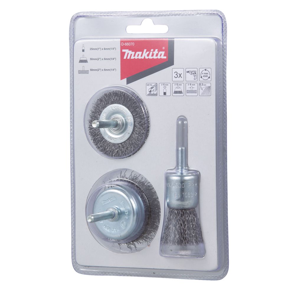Набор щеток Makita из 3 шт. (d50 мм, d50 мм, d25 мм), D-66070