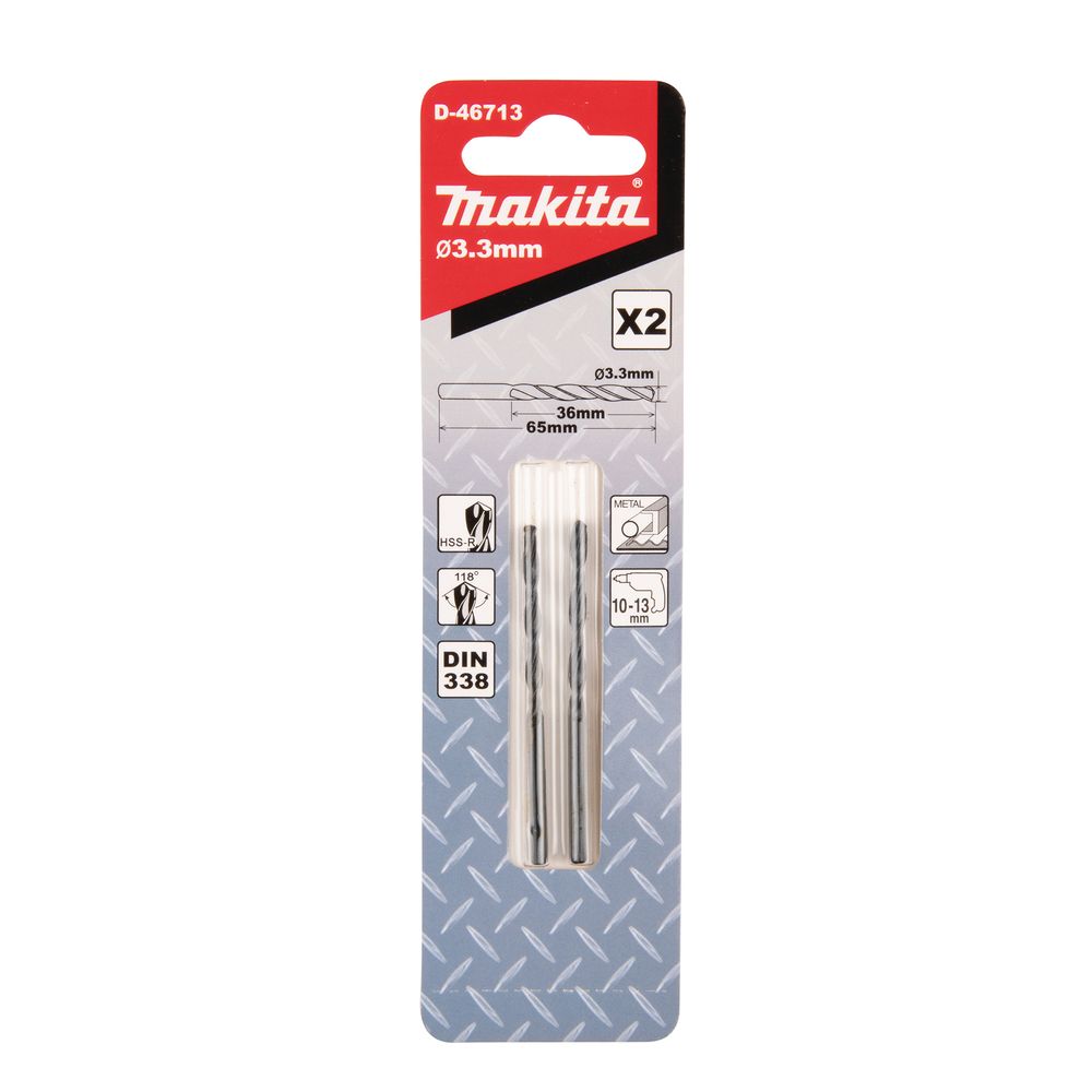 Сверло по металлу Makita HSS-R 3, 3x36x65, 2 шт., D-46713