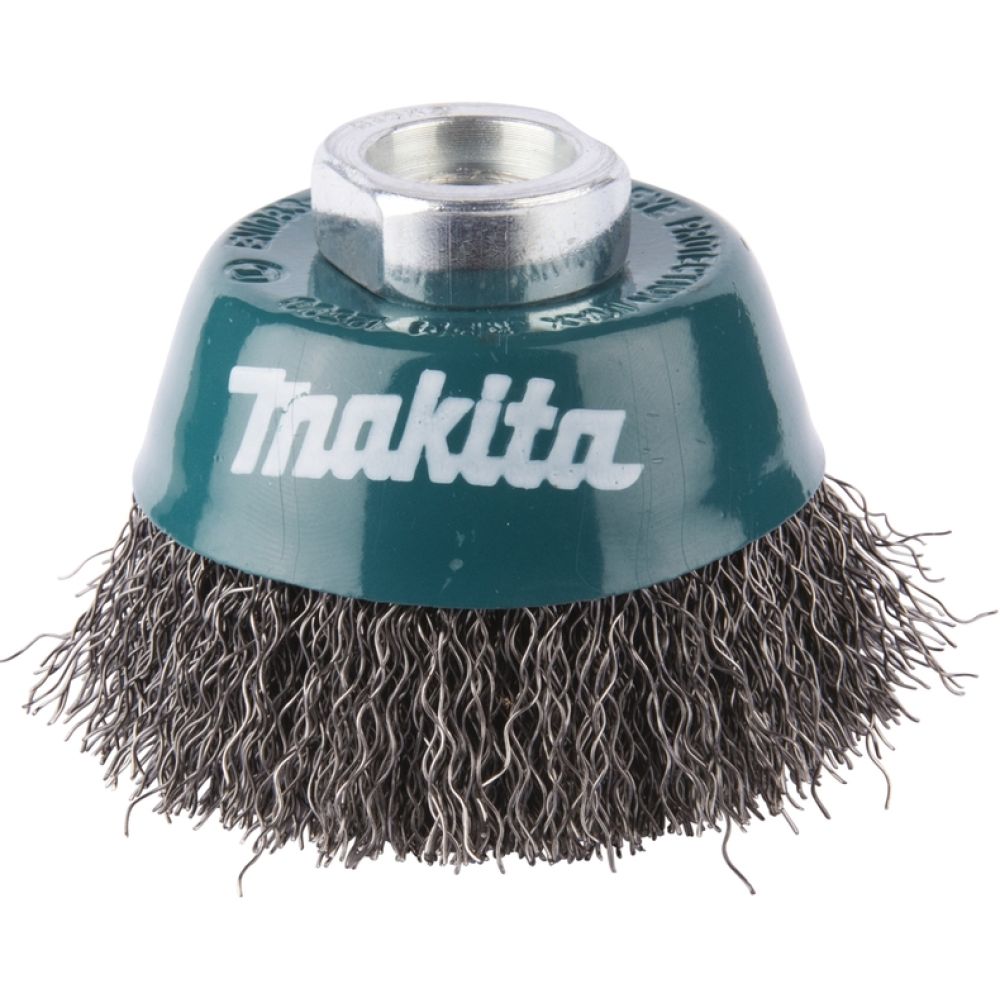 Щетка проволочная чашечная Makita (d60 мм, толщ. проволоки 0.3 мм, гофрированная, металл, M14х2), D-24072