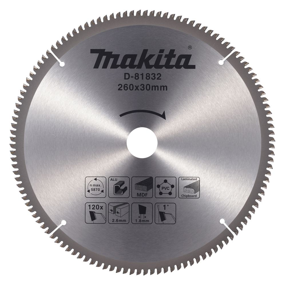 Диск пильный Makita D-81832, по мультиматериалу, 260х30х2.6 мм, 5 шт. (D-81832-5)