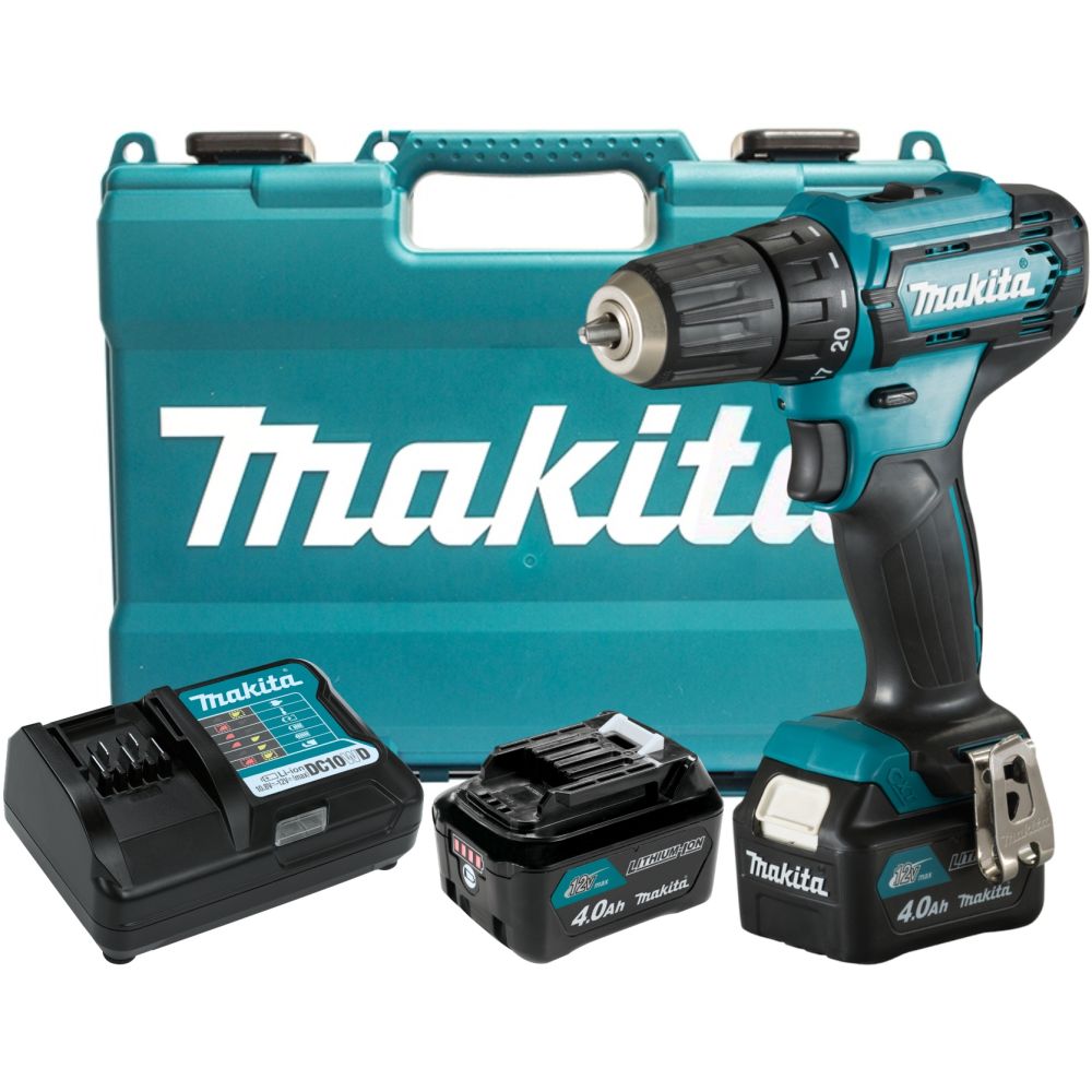 Аккумуляторная дрель-шуруповерт Makita DF333DWME, 12 В, 1700 об/мин, с 2 АКБ 4 Ач и ЗУ, в кейсе