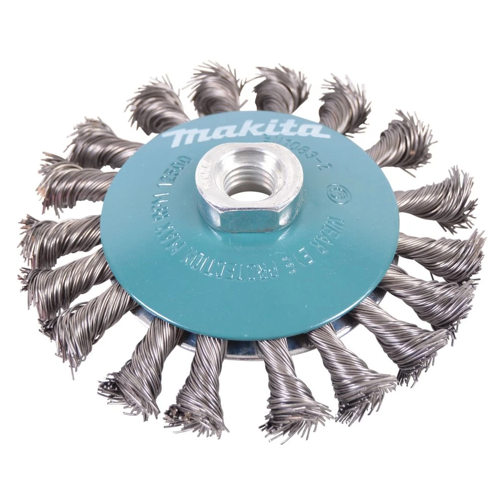 Щетка проволочная конусная Makita (d115 мм, толщ. проволоки 0.5 мм, пучки, металл, M14x2), D-39883