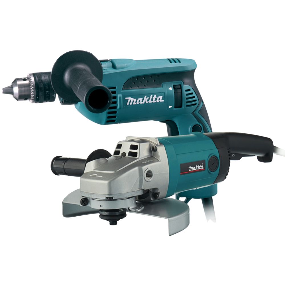 Набор электроинструмента Makita: дрель HP1640 + угловая шлифмашина 9069 (ACSET-12)