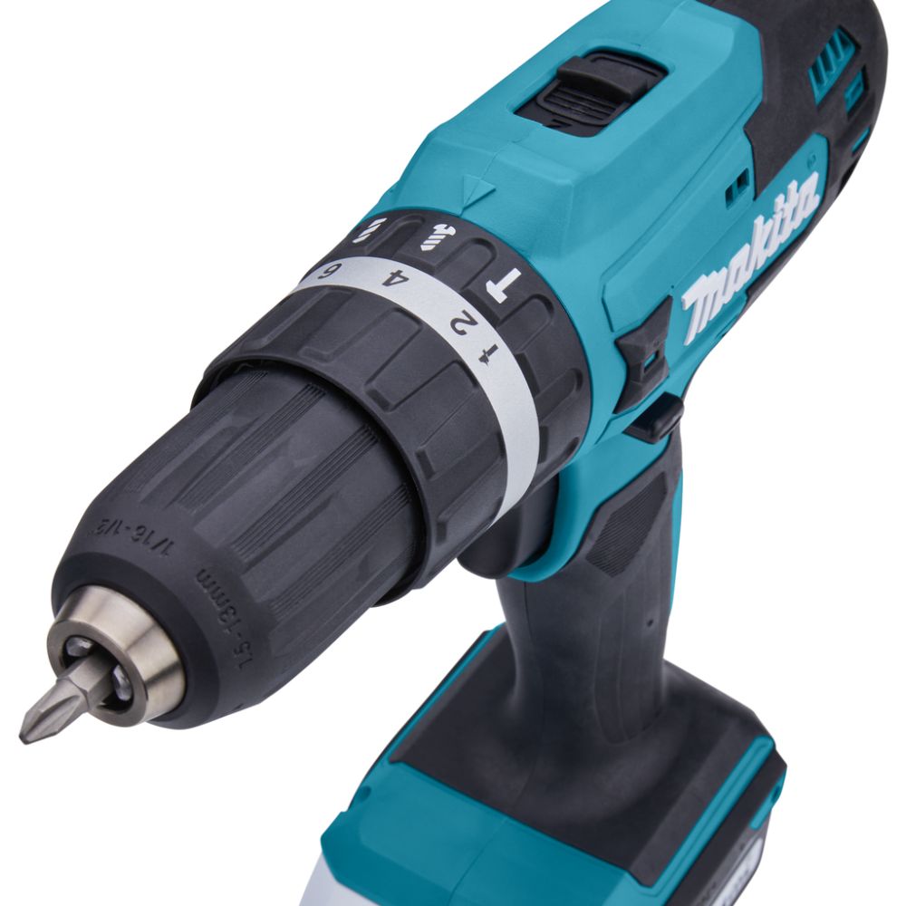 Аккумуляторная ударная дрель-шуруповерт Makita HP488D006, 18 В, 1400 об/мин, 21000 уд/мин, с 2 АКБ 2 Ач и ЗУ, в кейсе