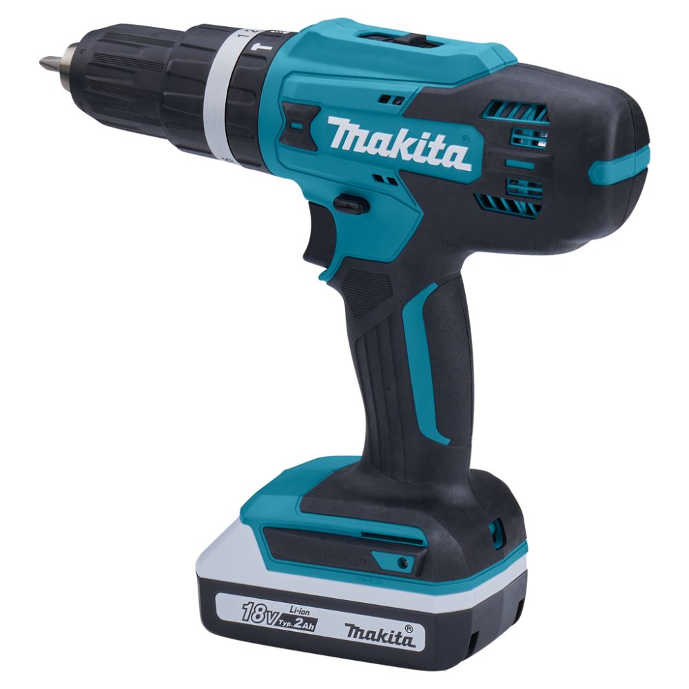 Аккумуляторная ударная дрель-шуруповерт Makita HP488D006, 18 В, 1400 об/мин, 21000 уд/мин, с 2 АКБ 2 Ач и ЗУ, в кейсе