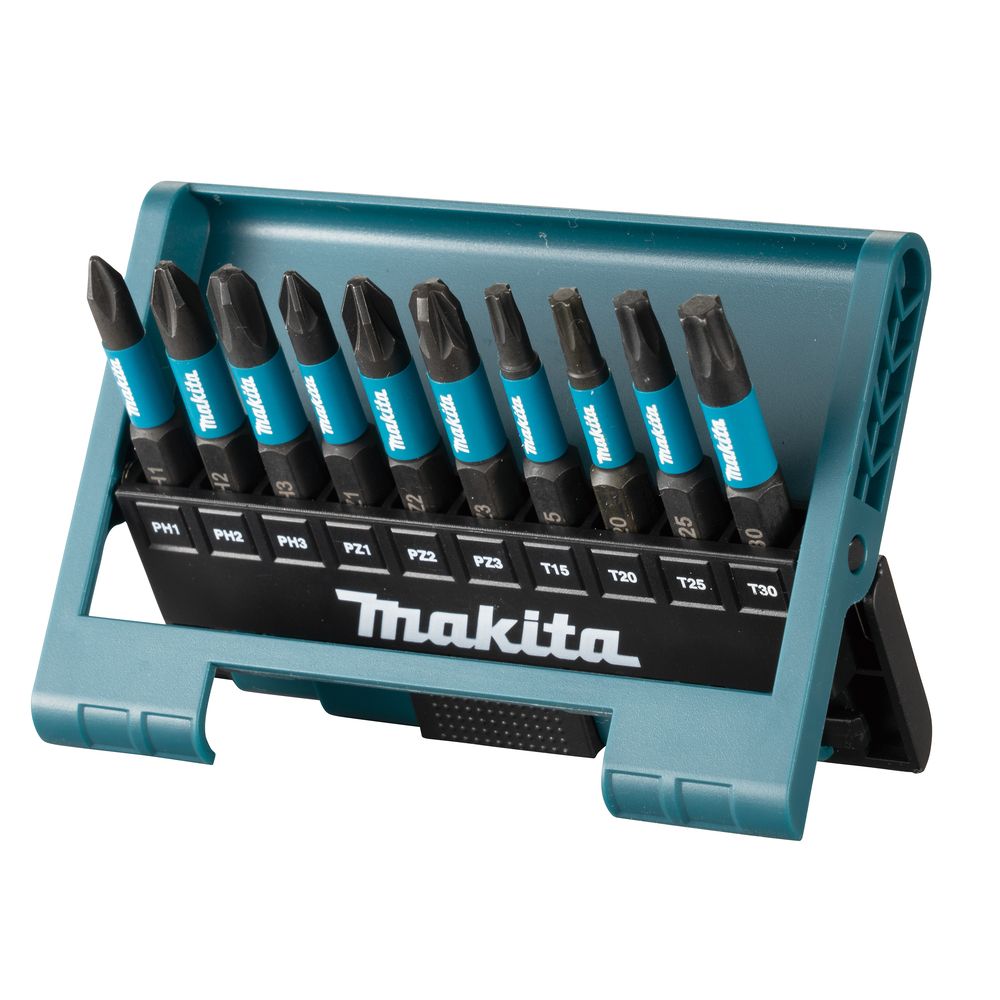 Бита Makita PH1,PH2,PH3,PZ1,PZ2,PZ3,T15,T20,T25,T30, 50 мм, хвостовик 1/4", 10 шт. (E-12011)