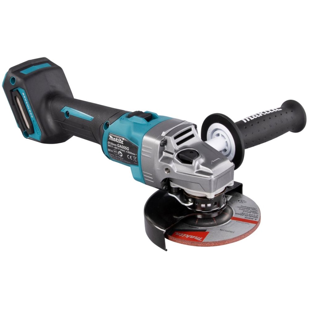 Аккумуляторная угловая шлифмашина Makita GA005GM201, 40 В, 125 мм, 8500 об/мин, с 2 АКБ 4 Ач и ЗУ, в кейсе