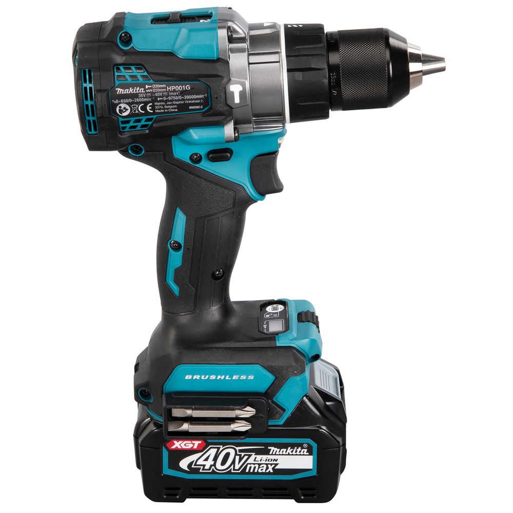 Ударная дрель-шуруповерт Makita HP001GD201, 40 В, 25000 об/мин, 39000 уд/мин, с 2 АКБ 2.5 Ач и ЗУ, в кейсе