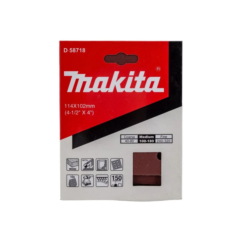 Бумага шлифовальная Makita на липучке 114х102 мм, A150, (D-58718)