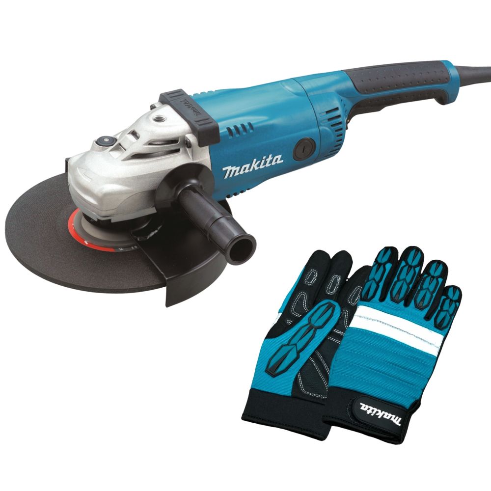 Набор Makita: угловая шлифмашина GA9020, 2200 Вт, 230 мм, 6600 об/мин + перчатки “Механик” PGH-160350-L, PT1011