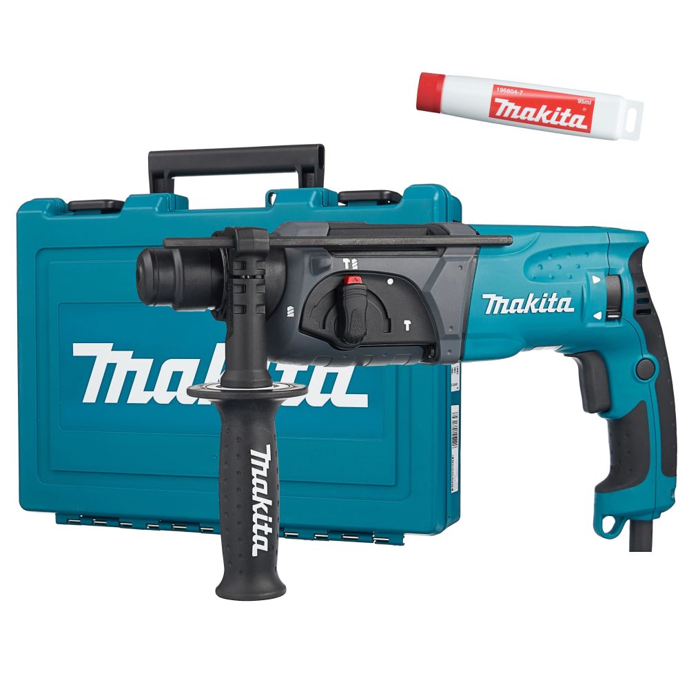 Набор Makita: перфоратор HR2470, 780 Вт, 2.4 Дж, 4500 уд/мин + смазка для буров 196804-7, PT1012
