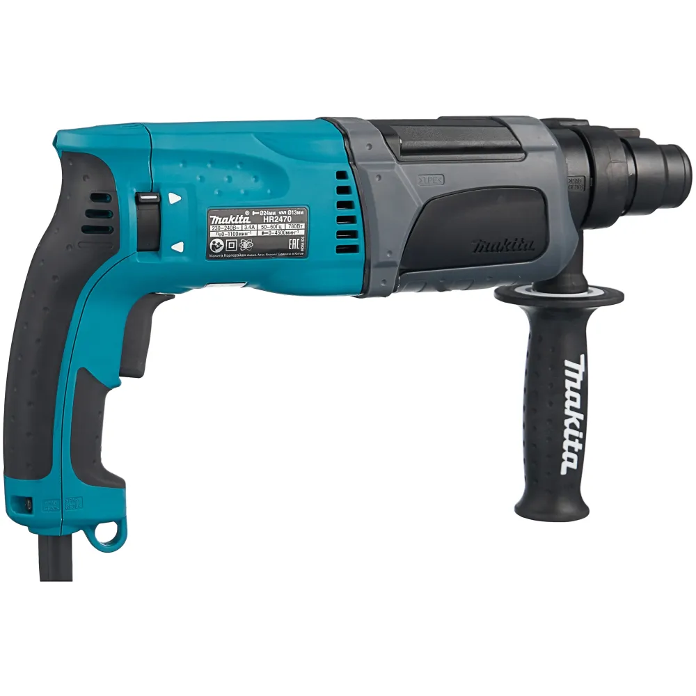 Набор Makita: перфоратор HR2470, 780 Вт, 2.4 Дж, 4500 уд/мин + смазка для буров 196804-7, PT1012