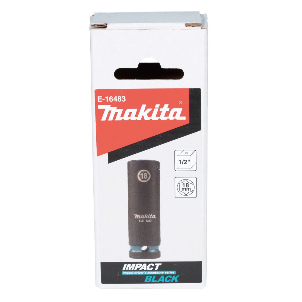Ударная удлиненная торцовая головка Makita Impact Black 1/2" 18x81, 5 мм , E-16483