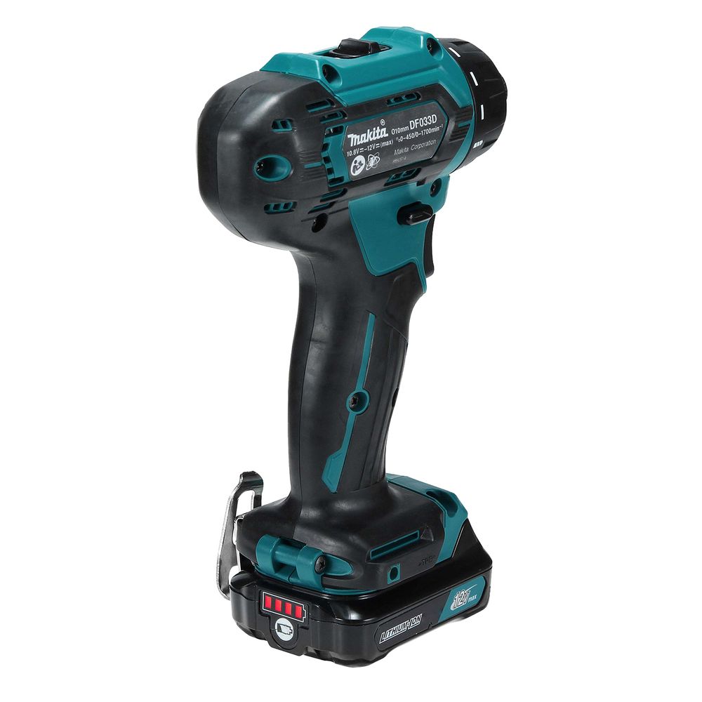 Аккумуляторный шуруповерт Makita, 30 Нм, 1700 об/мин, с 2 АКБ 2 Ач и ЗУ, в кейсе, DF033DWAE