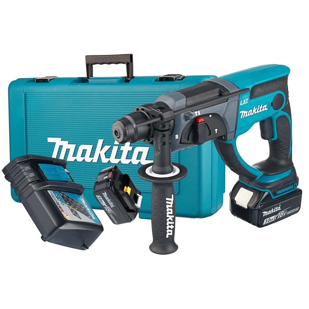 Аккумуляторный перфоратор Makita DHR202RFE, 1.9 Дж, c 2 АКБ 3 Ач и ЗУ, в кейсе