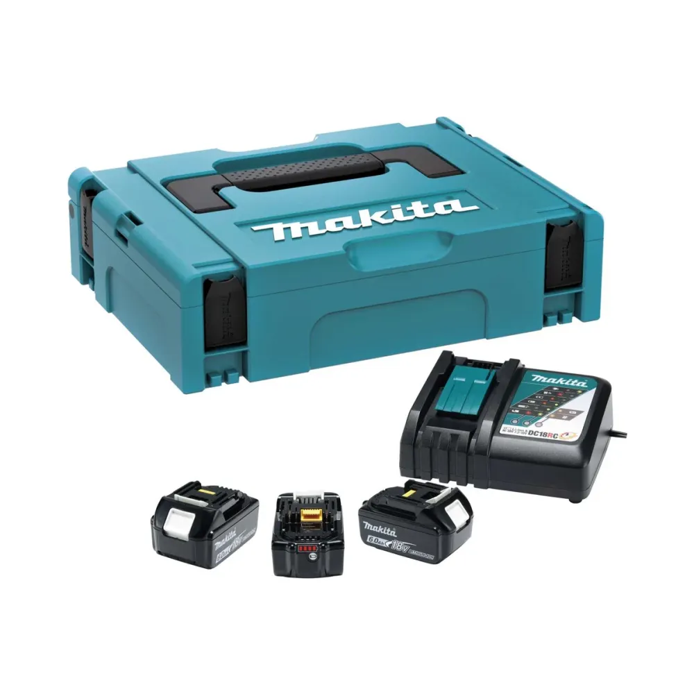 Набор Makita PSK MKP1RG181: 3 аккумулятора BL1860B, Li-Ion, 18 В, 6 Ач, зарядное устройство DC18RC, 14.4-18 В, кейс MakPac, (198130-0)