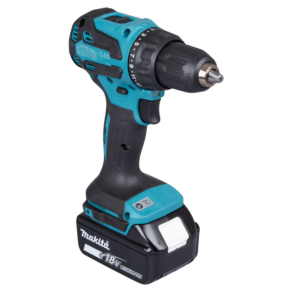 Аккумуляторная дрель-шуруповерт Makita DDF490WV, 18 В, 1900 об/мин, с АКБ 2 Ач и ЗУ, в кейсе
