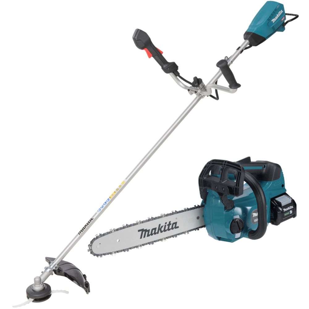 Аккумуляторный набор садовой техники Makita, 40 В: цепная пила UC004G + триммер UR016G, с АКБ 4 Ач и ЗУ