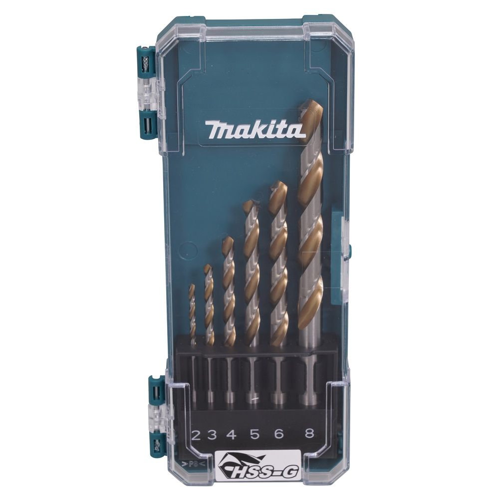 Набор сверл Makita по металлу HSS-TiN, 6 шт. (2,3,4,5,6,8 мм), D-77241
