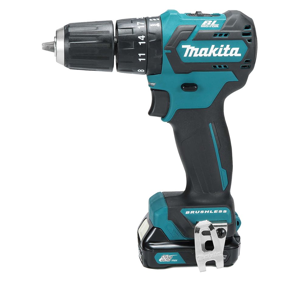 Аккумуляторная ударная дрель-шуруповерт Makita, 12 В, 35 Нм, 1500 об/мин, 22500 уд/мин, с 2 АКБ 2 Ач и ЗУ, в кейсе, HP332DWAE