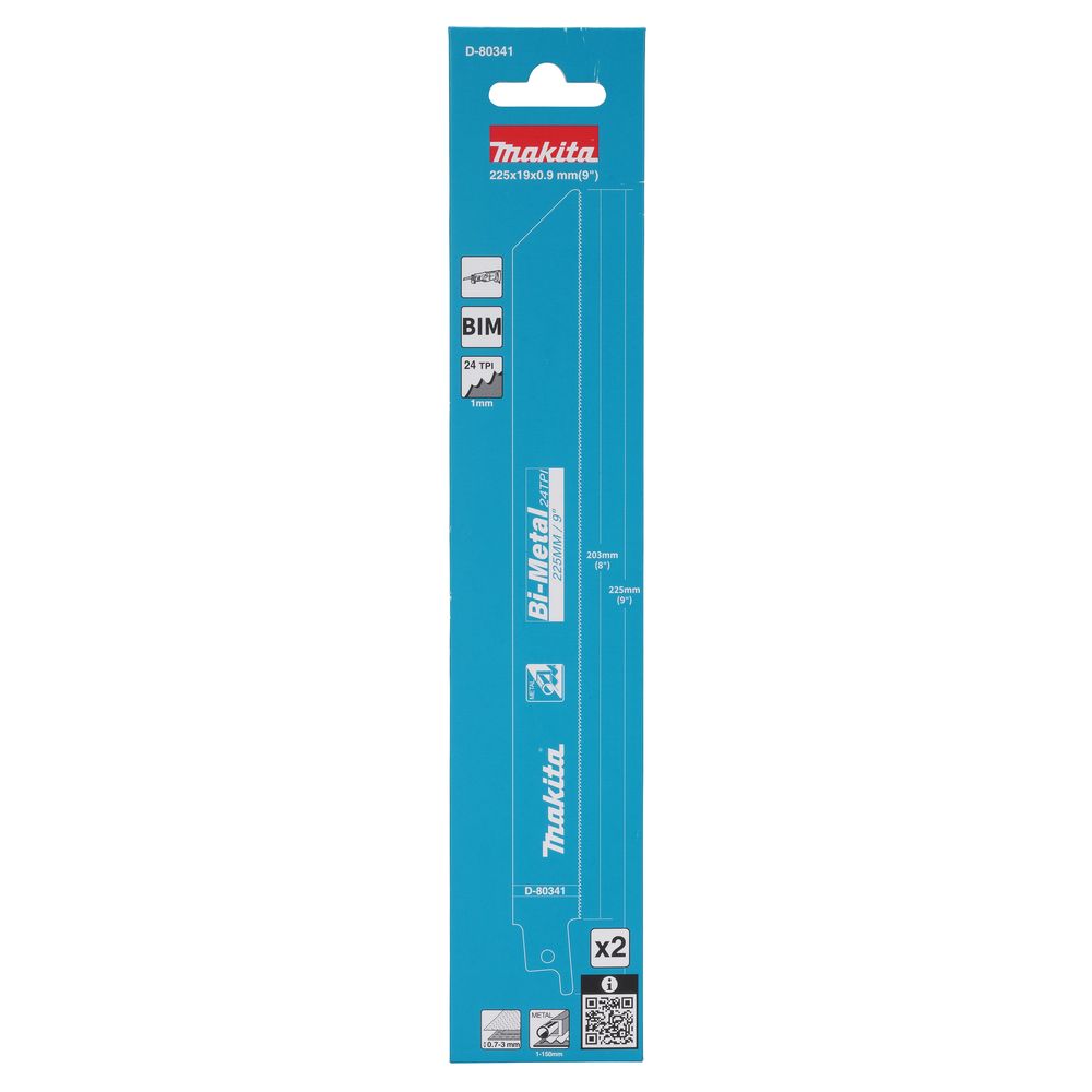 Полотно для сабельной пилы Makita D-80341, по металлу, 225 мм, 24 TPI, 2 шт.