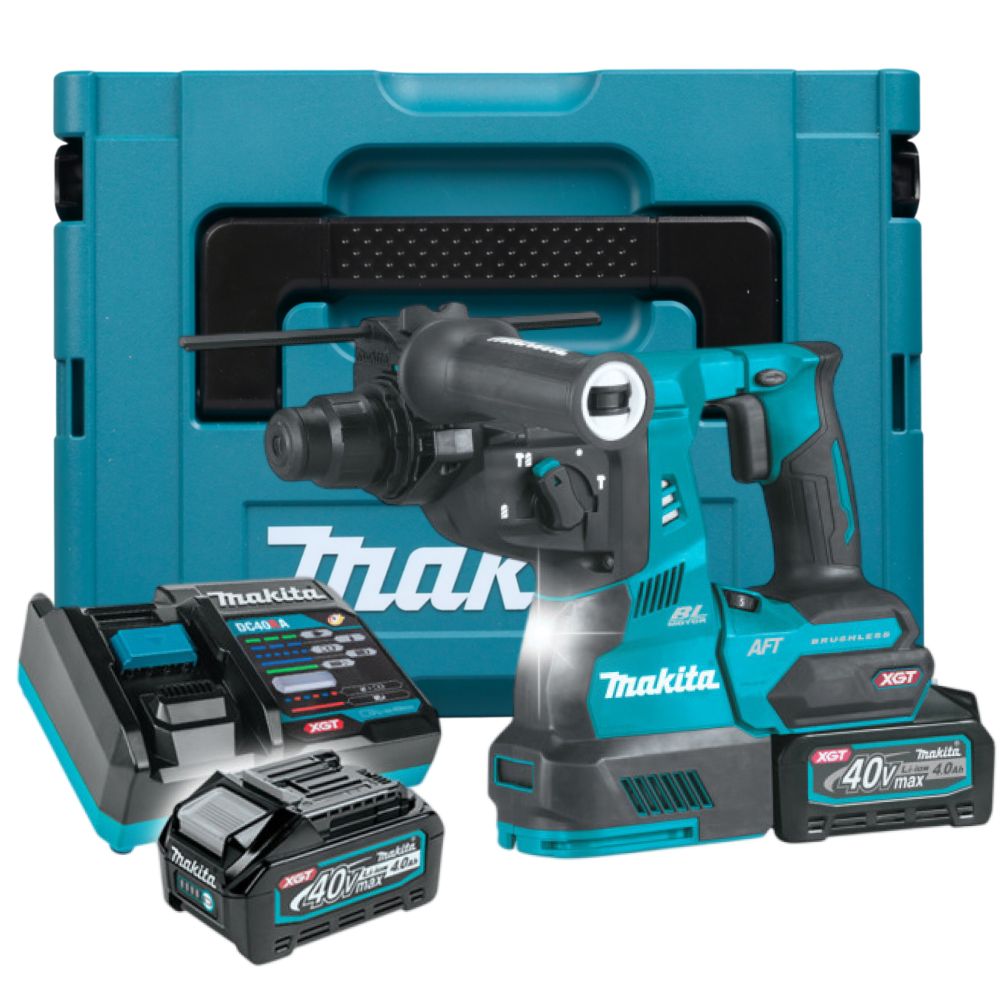 Аккумуляторный перфоратор Makita HR001GM201, 40 В, 2.8 Дж, 5000 уд/мин, с 2 АКБ 4 Ач и ЗУ
