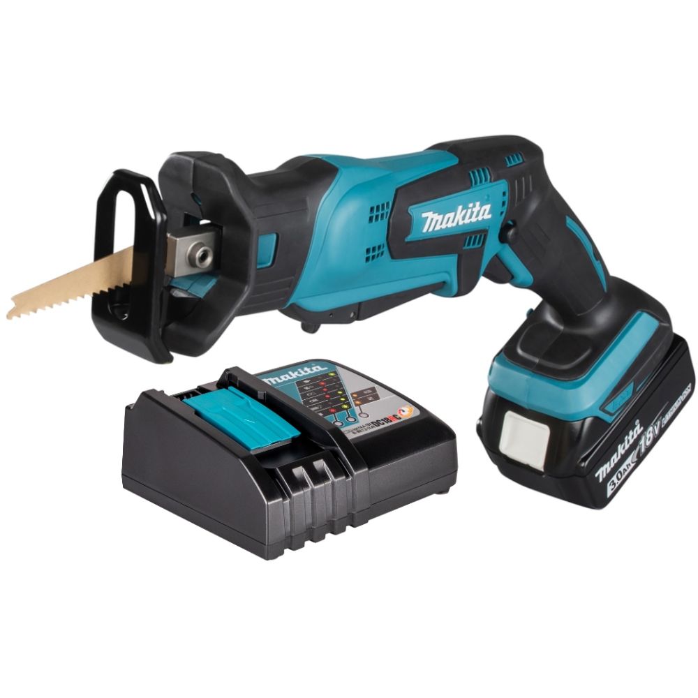Аккумуляторная сабельная пила Makita DJR185, 18 В, 3000 ход/мин, 13 мм, с АКБ 3 Ач и ЗУ (DJR185P1Z)