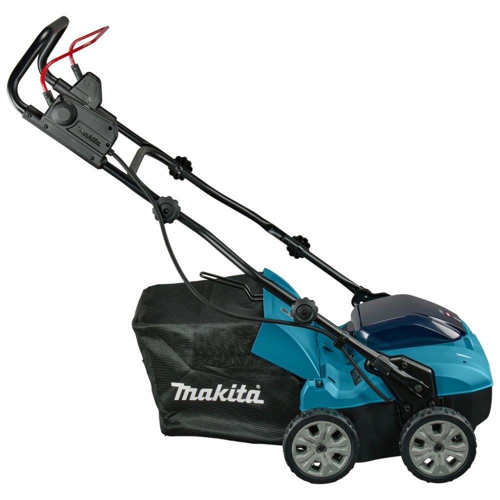 Аккумуляторный скарификатор-аэратор Makita, 40 В, 38 см, 50 л, 3200 об/мин, c 2 АКБ 4 Ач и ЗУ, UV001GM201