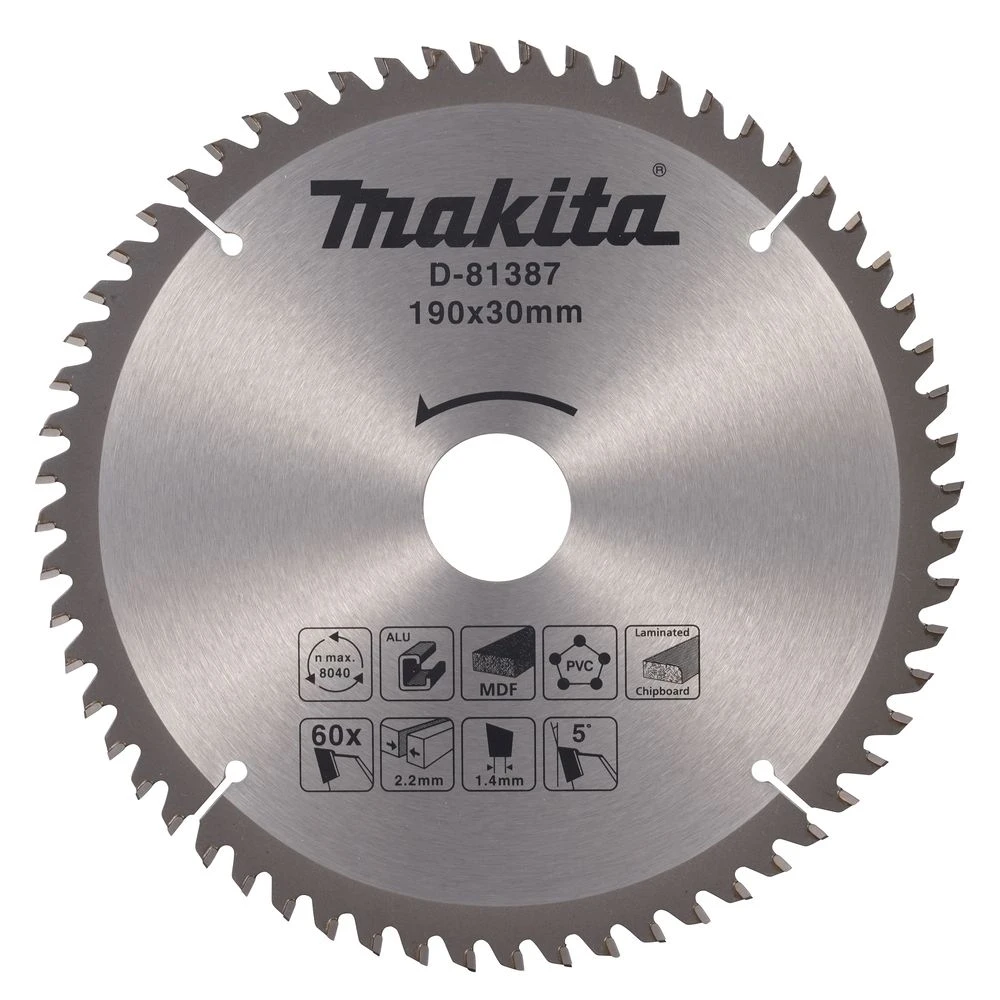 Диск пильный Makita D-81387, по мультиматериалу, 190х30х2.2 мм, 3 шт. (D-81387-3)