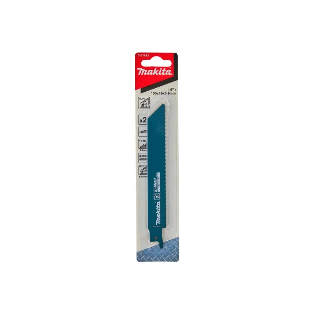 Полотно для сабельной пилы Makita Basic по металлу, Bi-Metal, 150x0,9x18TPI, 2 шт, D-51633