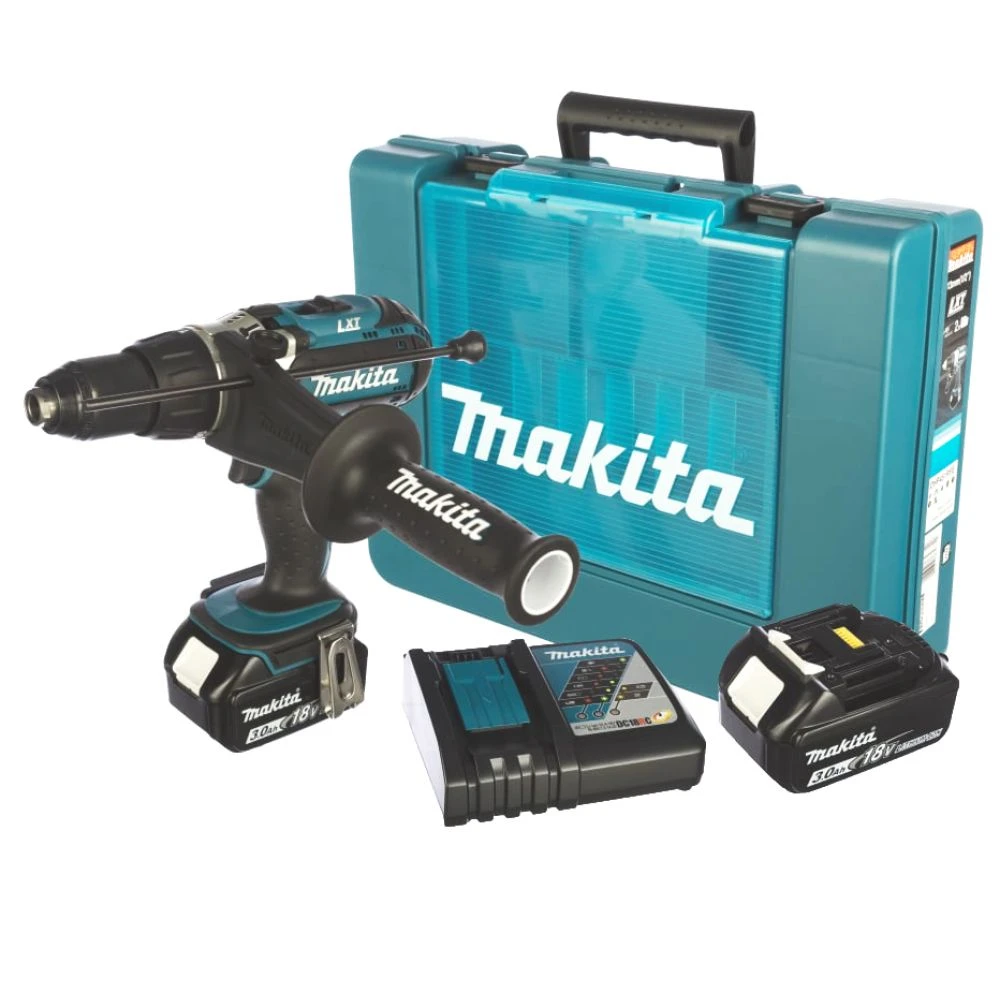 Аккумуляторная ударная дрель-шуруповерт Makita DHP451RFE, 1300 об/мин, с 2 АКБ 3 Ач и ЗУ, в кейсе