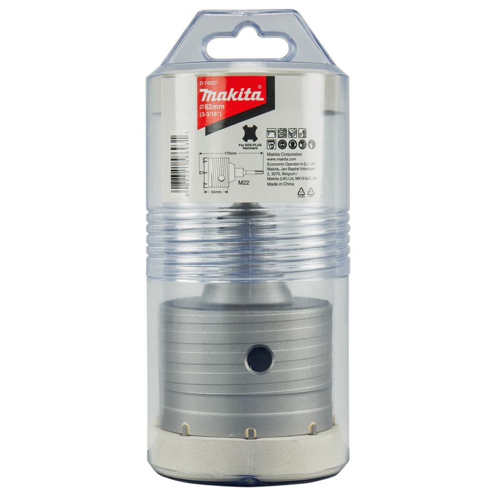 Твердосплавная коронка Makita SDS-PLUS в сборе 82х175 мм, M22 (центрирующее сверло, адаптер) , D-74027