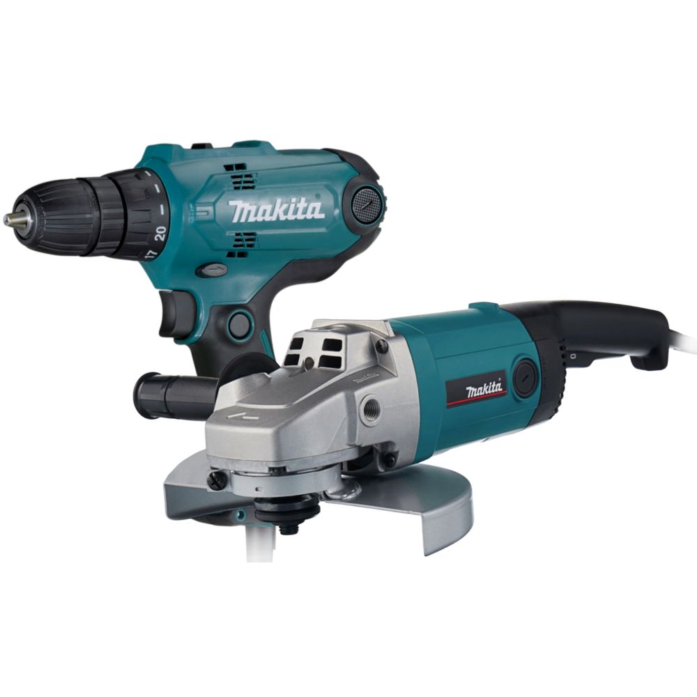 Набор электроинструмента Makita: дрель-шуруповерт DF0300 + угловая шлифмашина 9069 (ACSET-15)