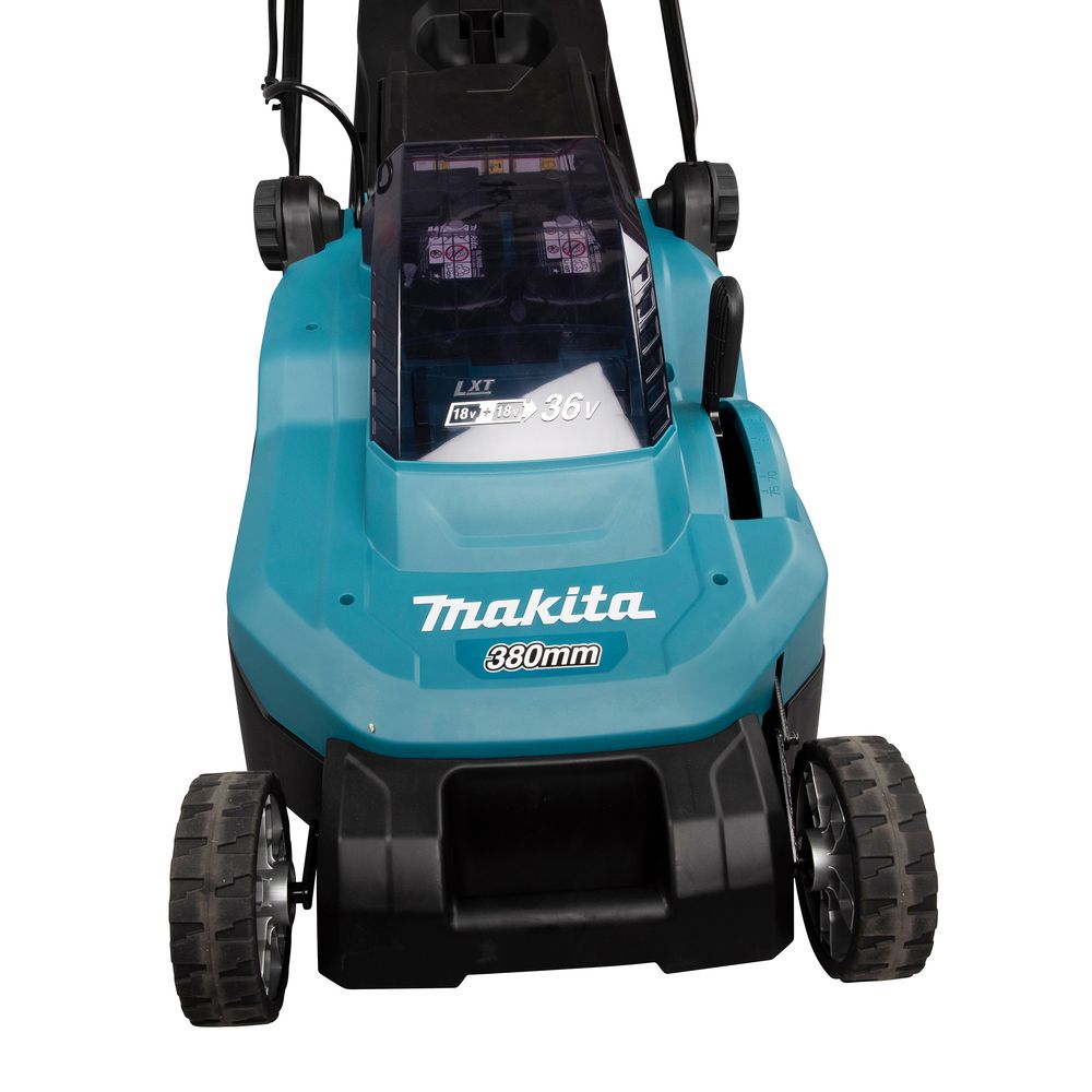 Аккумуляторная газонокосилка Makita LXT 2x18 В, 38 см, 40 л, с 2 АКБ 4 Ач и ЗУ, DLM382СM2