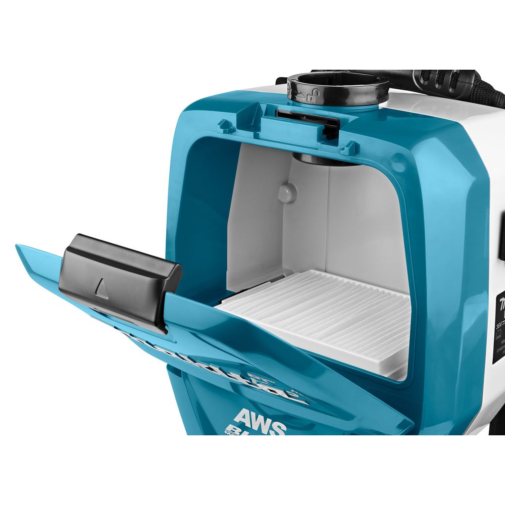 Набор: аккумуляторный ранцевый пылесос Makita DVC265ZXU + 2 аккумулятора Makita BL1850B (LXT 18В, 5Ач) + зарядное устройство Makita DC18RD быстрое двухпортовое (LXT 18В)