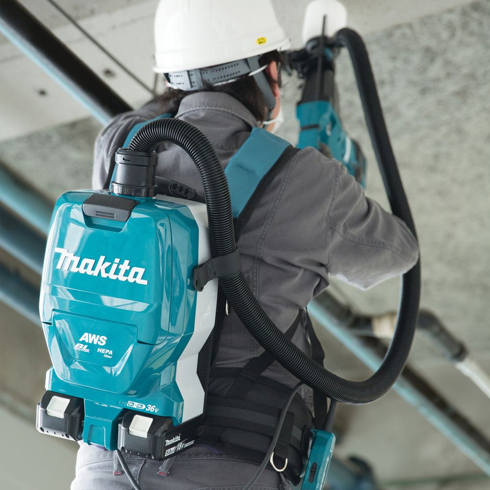 Аккумуляторный ранцевый пылесос Makita DVC265, 2x18 В, 2 л, с 2 АКБ 5 Ач, без ЗУ (DUST-KITM16)