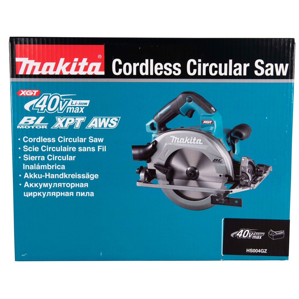 Набор Makita: 2 аккумуляторные дисковые пилы HS004GZ, 190 мм, 6000 об/мин + аккумулятор BL4040, 40 В, 4 Ач + быстрое зарядное устройство DC40RA, PT984