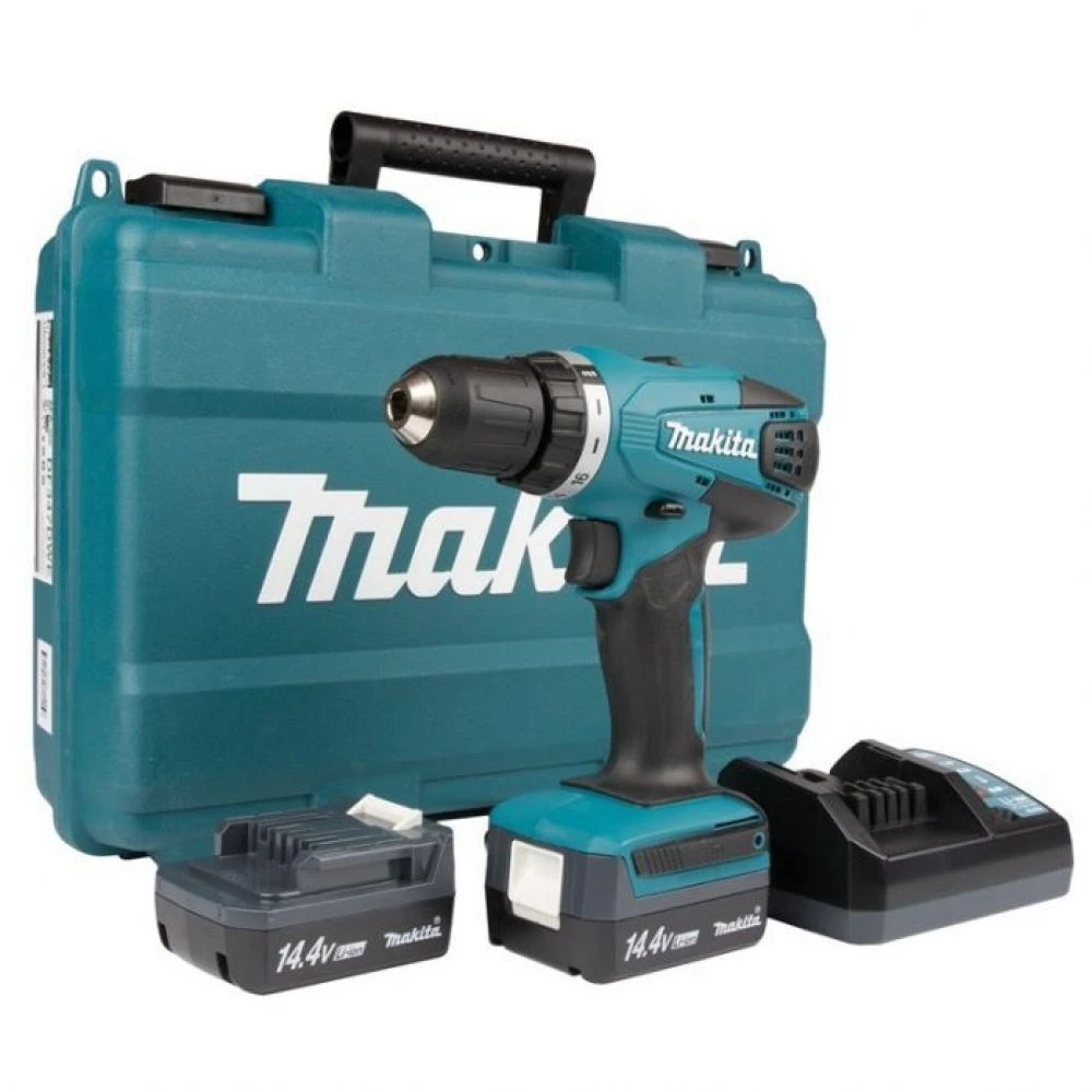 Аккумуляторная ударная дрель-шуруповерт Makita HP347DWE, с 2 АКБ 1.5 Ач и ЗУ, в кейсе