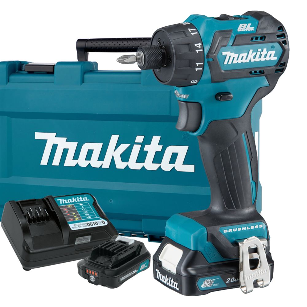 Аккумуляторная дрель-шуруповерт Makita DF032DWAE, 10.8 В/12 В, 1500 об/мин, с 2 АКБ 2 Ач и ЗУ, в кейсе