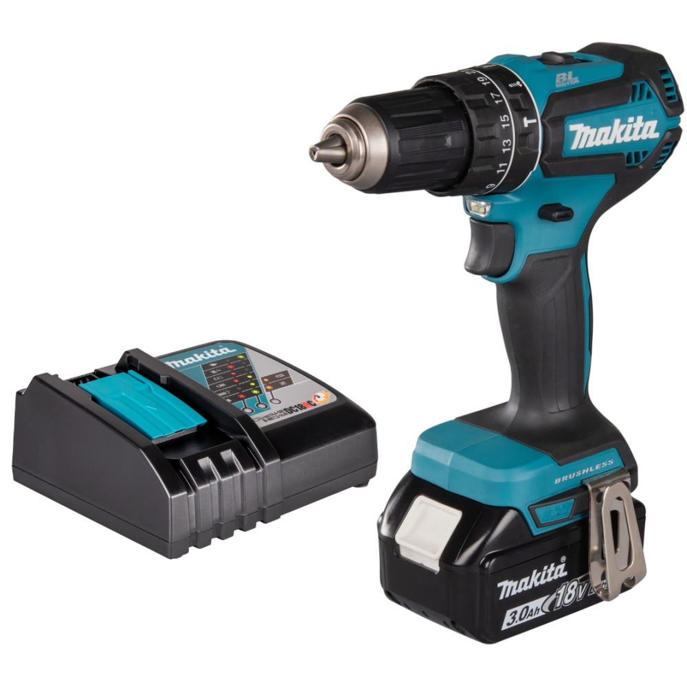 Аккумуляторная ударная дрель-шуруповерт Makita DHP485, 18 В, 1900 об/мин, 28500 уд/мин, с АКБ 3 Ач и ЗУ (DHP485P1Z)