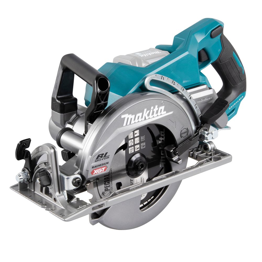 Набор Makita: 2 aккумуляторные дисковые пилы RS001GZ, 185 мм, 6400 об/мин + аккумулятор BL4040, 40 В, 4 Ач + быстрое зарядное устройство DC40RA, PT989